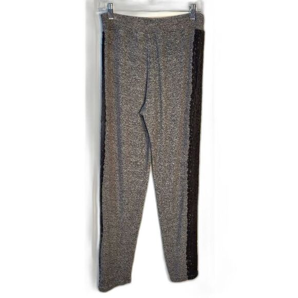 Chico's Size 0 / Reg 4-6 Leggings Loungewear Stretch Soft Gray Black Lace Trim - Picture 8 of 13